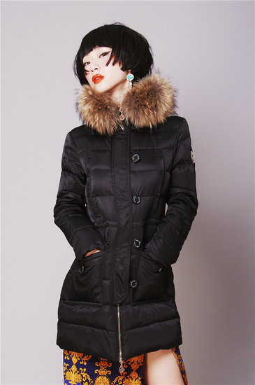 Best Price 2013 Long Black Moncler Womens Coats Fshionable 021